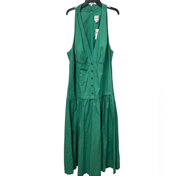 NWT Anthropologie, Maeve Halter V-Neck Drop-Waist Dress, Green – Size 3X - Picture 3 of 15